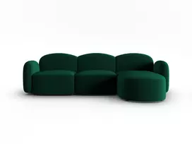 Velvet kampinė sofa - dešinė, Blair, 4 sėdimos vietos, 274x167x76, butelio žalia