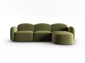 Velvet kampinė sofa - dešinė, Blair, 4 sėdimos vietos, 274x167x76, šviesiai žalia