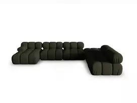 Modulinė U formos kampinė sofa - dešinė, Bellis, 7 sėdimos vietos, 376x282x70, Amazon Green