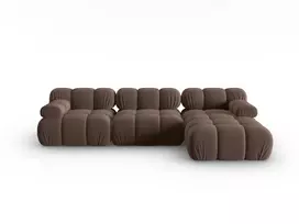 Velvet modulinė kampinė sofa - dešinė, Bellis, 4 sėdimos vietos, 282x155x70, tamsiai ruda