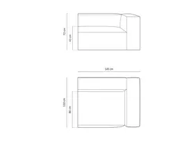Dešinės pusės modulinė sofa, Nuria, 2 sėdimos vietos, 110x145x72, antracito spalvos