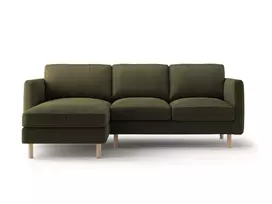 Velvet kampinė sofa - kairė, Eden, 3 vietų, 223x150x90, samanų žalumo melanžas