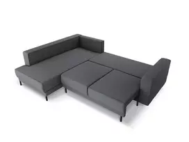 Kampinė Sofa lova - kairė, Caro, 5 sėdimos vietos, 247x187x90, tamsiai pilka