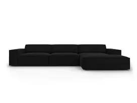 Velvet modulinė kampinė sofa - dešinė, Jodie, 4 sėdimos vietos, 284x166x70, juoda