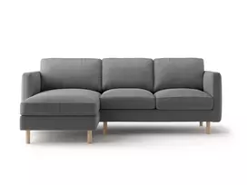 Velvet kampinė sofa - kairė, Eden, 3 vietų, 223x150x90, pilka