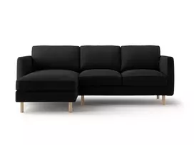 Velvet kampinė sofa - kairė, Eden, 3 vietų, 223x150x90, juoda