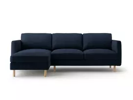 Velvet kampinė sofa - kairė, Eden, 3 vietų, 250x150x90, tamsiai mėlyna