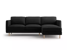 Velvet kampinė sofa - dešinė, Eden, 3 vietų, 250x150x90, juoda