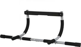 "HOMCOM Pull-up bar" daugiafunkcinis treniruočių laikiklis, durų strypas, pagamintas iš plieno ir putplasčio, juodas+pilkas, 92x40x17cm