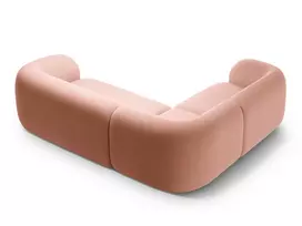 Velvet modulinė kampinė sofa - kairė, Kate, 4 sėdimos vietos, 252x220x76, rožinė