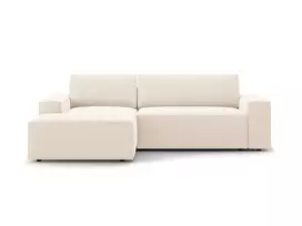 Velvet kampinė sofa - kairė lova su patalynės dėže, Jodie, 3 sėdimos vietos, 246x151x86, šviesiai smėlio spalvos