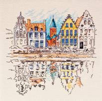 Siuvinėjimo kryželiu rinkinys „Spalvingas miestas“, 14 ct, 22×22 cm