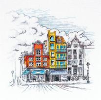 Siuvinėjimo kryželiu rinkinys „Spalvotas miestas 2“, 14 ct, 22×21 cm