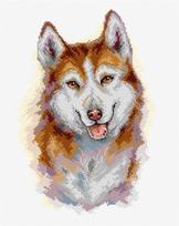 Husky siuvinėjimo kryželiu rinkinys, Aida 16 ct, DMC siūlai, 17x25 cm