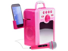 Muzikinė kolonėlė rožinė Boombox vaikams su mikrofonu