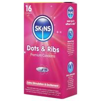 Skins - prezervatyvai su raišteliais ir taškeliais - 16 vnt