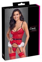 Cottelli Cottelli LINGERIE X-Mas Basque Set S/M - Red Lace Festive Design