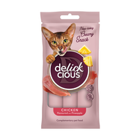 Kreminiai skanėstai katėms su vištiena ir ananasais DELICKCIOUS 18x15g