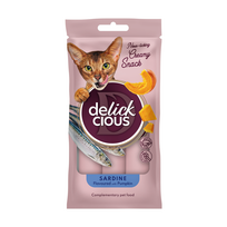 Kreminiai skanėstai katėms su sardinėmis ir moliūgais DELICKCIOUS 18x15g