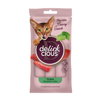 Kreminiai skanėstai katėms su tunu ir alaviju DELICKCIOUS 18x15g