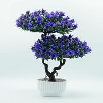 Dirbtinė gėlė, Aukštis 31cm, Žalia, Xiangyun pušies bonsai, Namų dekoracija, Vestuvių scena, Stalo žalias augalas vazone violetinė