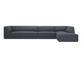 Modulinė kampinė sofa - dešinė, Ruby, 5 vietų, 366x180x69, mėlyna