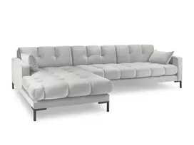 Velvet kampinė sofa - kairė, Mamaia, 5 vietų, 293x185x75, sidabrinė