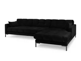 Velvet kampinė sofa - dešinė, Mamaia, 5 vietų, 293x185x75, juoda