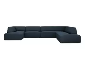 U formos kampinė sofa - dešinė, Ruby, 7 sėdimos vietos, 366x273x69, tamsiai mėlyna