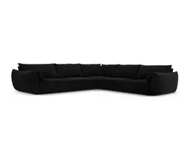 Velvet u formos kampinė sofa, Kaelle, 7 sėdimos vietos, 286x286x85, juoda