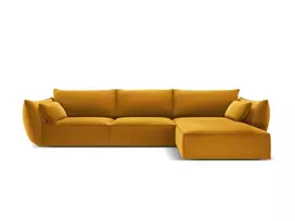 Velvet kampinė sofa - dešinė, Kaelle, 4 sėdimos vietos, 308x171x85, geltona