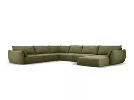 U formos kampinė sofa - kairė, Kaelle, 8 sėdimos vietos, 384x284x85, žalia