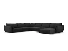 U formos kampinė sofa - kairė, Kaelle, 8 sėdimos vietos, 384x284x85, juoda