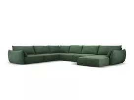 U formos kairiojo kampinė sofa, Kaelle, 8 sėdimos vietos, 384x284x85, butelio žalia