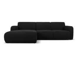 Boucle kampinė sofa - kairė, Molino, 4 sėdimos vietos, 250x170x72, juoda
