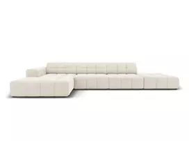 Velvet kampinė sofa - kairė, Jennifer, 5 vietų, 341x166x70, šviesiai smėlio spalvos