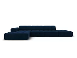 Velvet kampinė sofa - kairė, Jennifer, 5 vietų, 341x166x70, karališkoji mėlyna