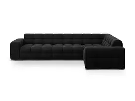 Velvet kampinė sofa - dešinė, Kendal, 6 sėdimos vietos, 332x231x79, juoda