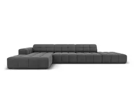 Velvet kampinė sofa - kairė, Jennifer, 5 vietų, 341x166x70, pilka