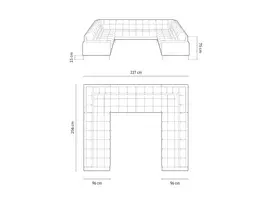 U formos sofa, Mamaia, 9 sėdimos vietos, 337x256x75, plytų imitacija