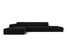 Velvet kampinė sofa - kairė, Jennifer, 5 sėdimos vietos, 341x166x70, juoda