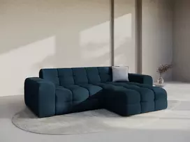Velvet kampinė sofa - dešinė, Kendal, 4 sėdimos vietos, 256x173x79, tamsiai mėlyna
