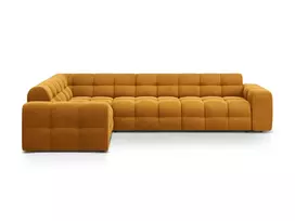 Velvet kampinė sofa - kairė, Kendal, 6 sėdimos vietos, 332x231x79, garstyčių spalvos
