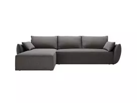 Kampinė Sofa lova - kairė su patalynės dėže, Kaelle, 4 sėdimos vietos, 252x165x87, juoda