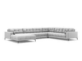U formos kampinė sofa - dešinė, Mamaia, 7 sėdimos vietos, 327x256x75, šviesiai pilka