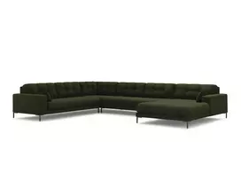 U formos kampinė sofa - kairė, Mamaia, 7 sėdimos vietos, 327x256x75, žalia