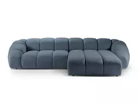 Velvet kampinė sofa - dešinė, Diana, 4 sėdimos vietos, 334x182x72, džinsų mėlyna