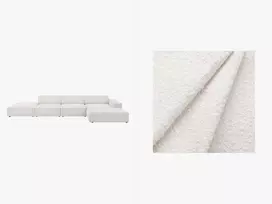 Boucle modulinė kampinė sofa - dešinė, Jodie, 5 sėdimos vietos, 341x166x70, balta