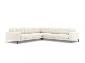 Velvet u formos kampinė sofa, Mamaia, 6 vietų, 256x256x75, šviesiai smėlio spalvos