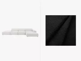 Boucle modulinė kampinė sofa - dešinė, Jodie, 5 sėdimos vietos, 341x166x70, juoda